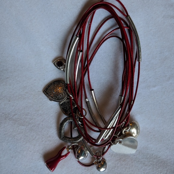 10pc red hearts valentine charm bracelet set - Picture 3 of 6